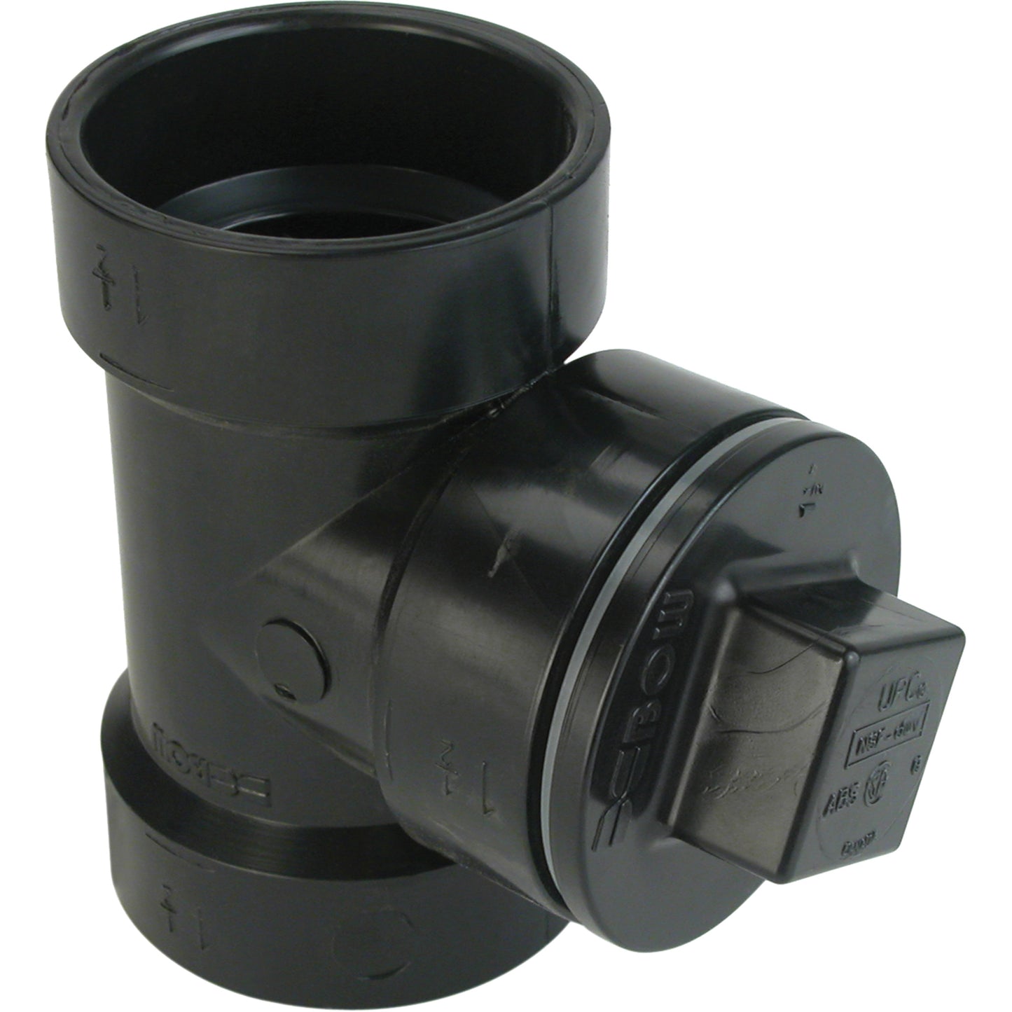 Tee with Plug and Gasket, Cleanout, Plastic, 1-1/2"