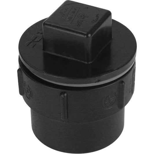 Fitting Cleanout Adapter with Plug and Gasket, Spigot x Plug, 1-1/2" Dia., Plastic