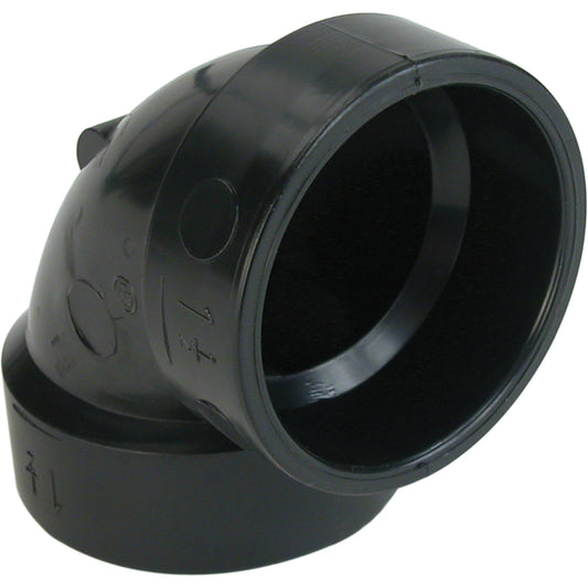 90° Vent Elbow Fitting, Hub x Hub, Plastic, 3"