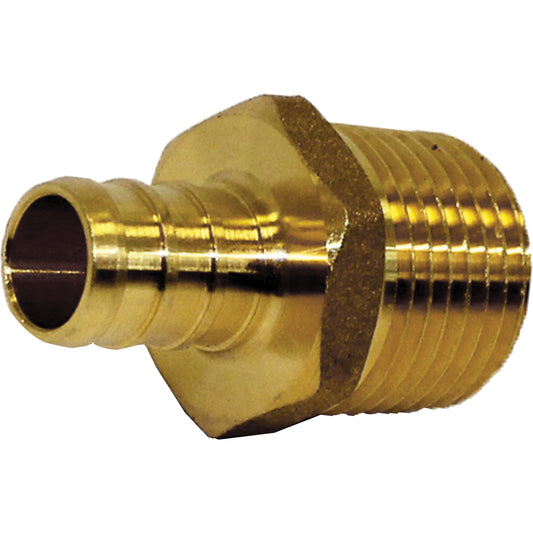 Lead-Free Male Adapter, Barb x MPT, 1" Dia., Brass