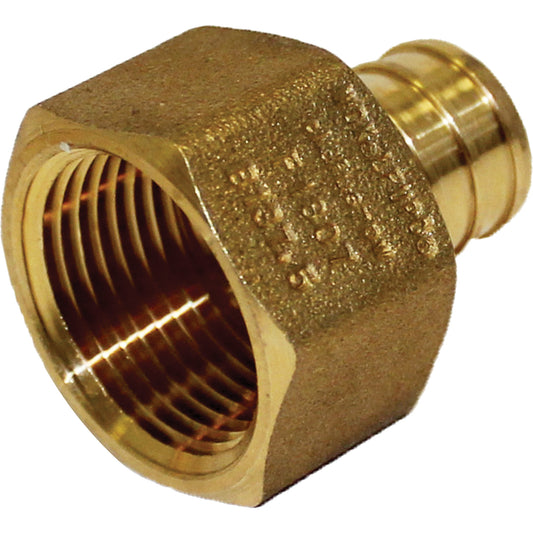 Lead-Free Female Adapter, Barb x FPT, 1/2" Dia., Brass