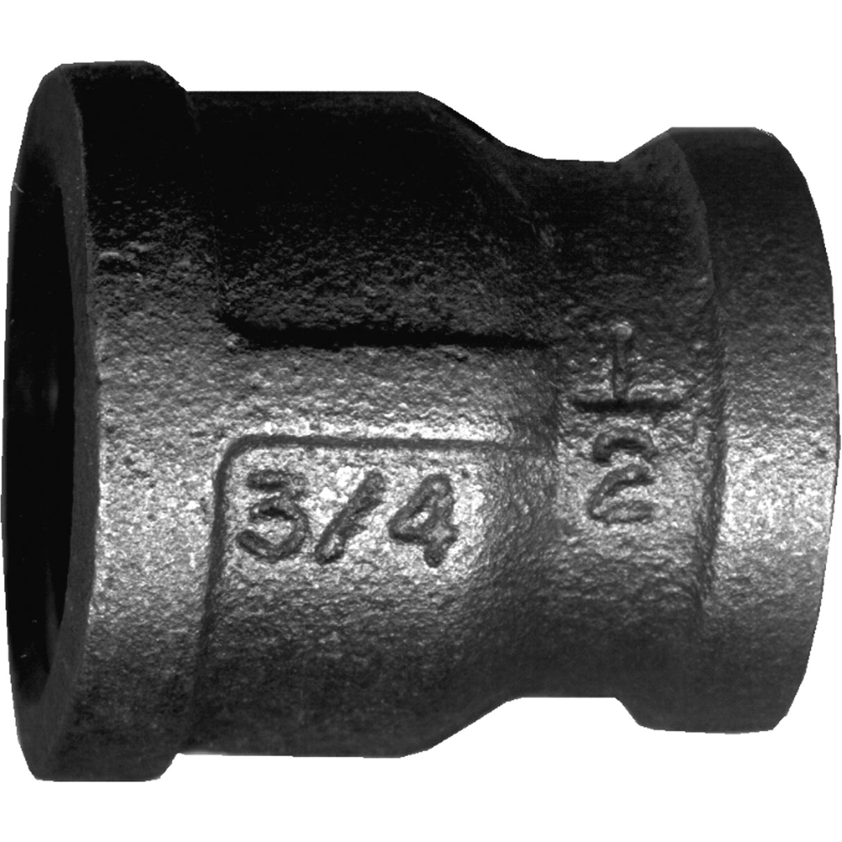 Female Reducing Pipe Coupling, Black Iron, 3/8" x 1/4"