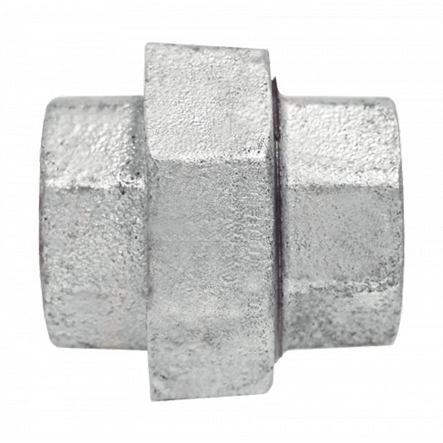 Union Pipe Fitting, 1/8", Galvanized Iron, FPT