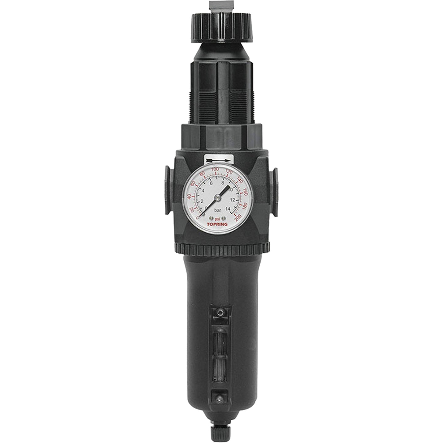 Manual Drain Filter/Regulator with Metal Bowl & Gauge Modulair 400, 1/2" NPT, 200 psi, 9.1 fl. oz. Capacity