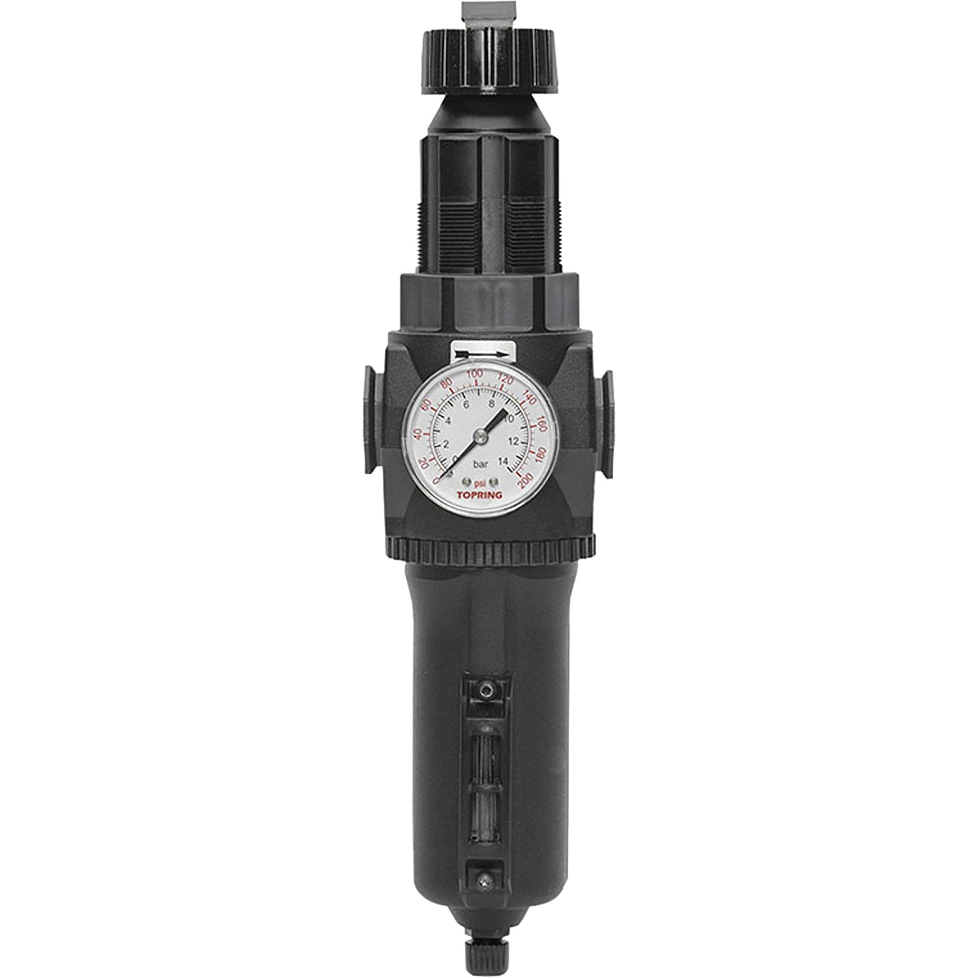 Manual Drain Filter/Regulator with Metal Bowl & Gauge Modulair 400, 1/2" NPT, 200 psi, 9.1 fl. oz. Capacity