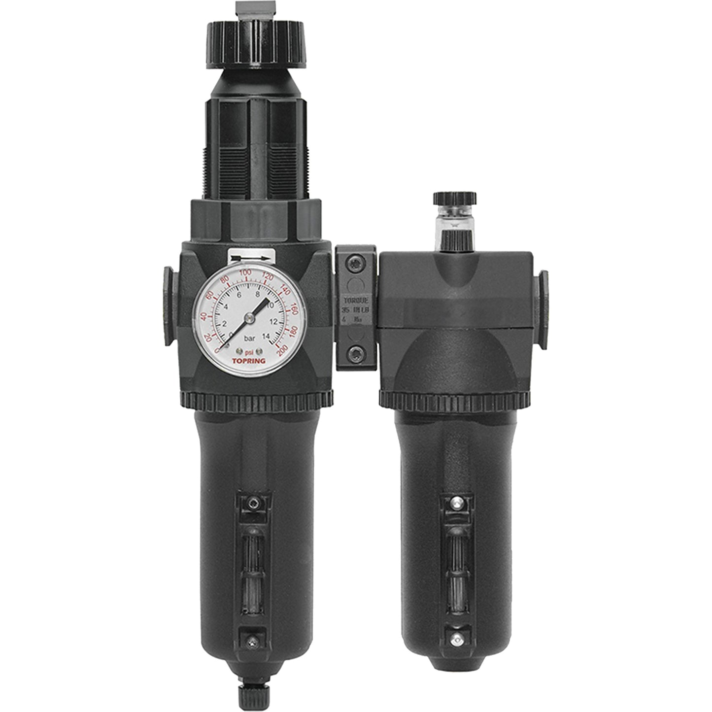 Manual Drain Filter, Regulator & Lubricator with Metal Bowl & Gauge Modulair 400, 1/2" NPT