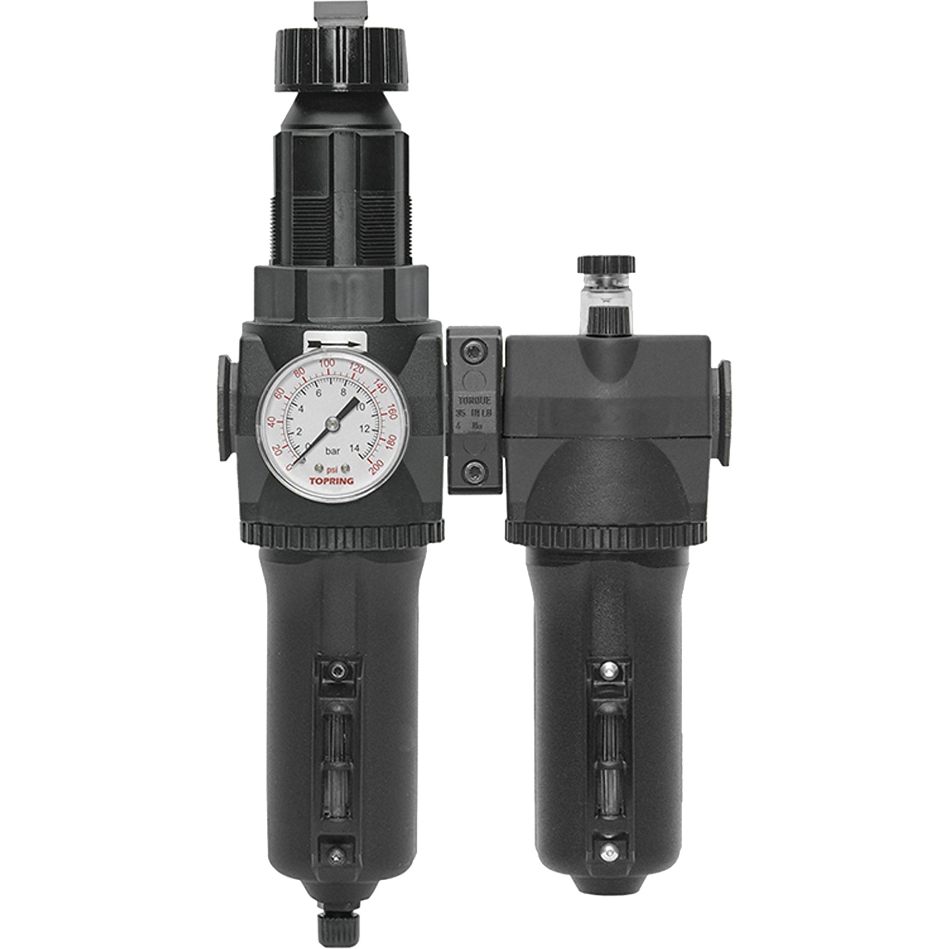 Manual Drain Filter, Regulator & Lubricator with Metal Bowl & Gauge Modulair 400, 1/2" NPT