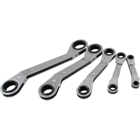 6-Point Wrench Set, Ratcheting Box, 5 Pieces, Imperial