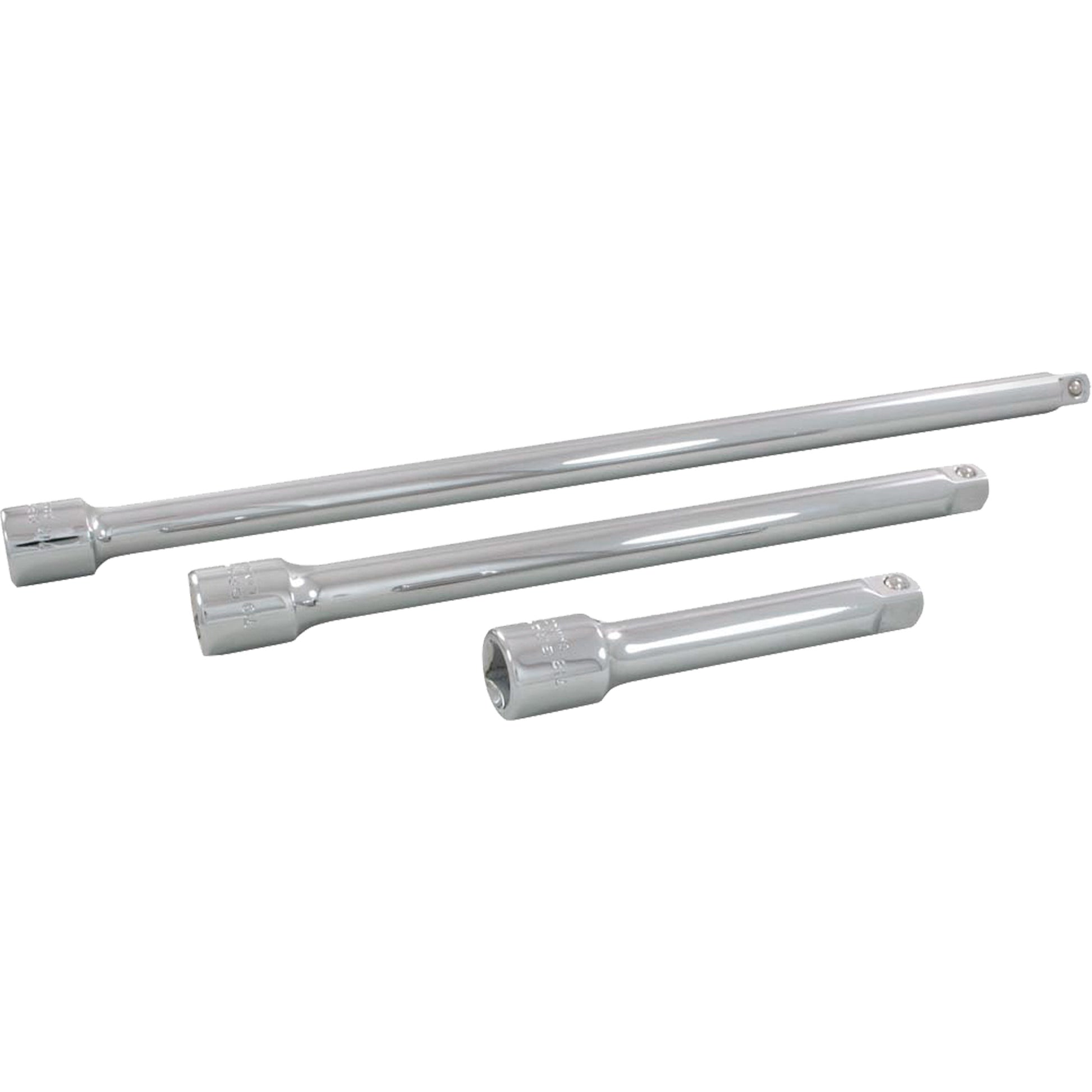 Socket Extension Set, 1/2" Drive, Chrome Finish, 3 Pcs