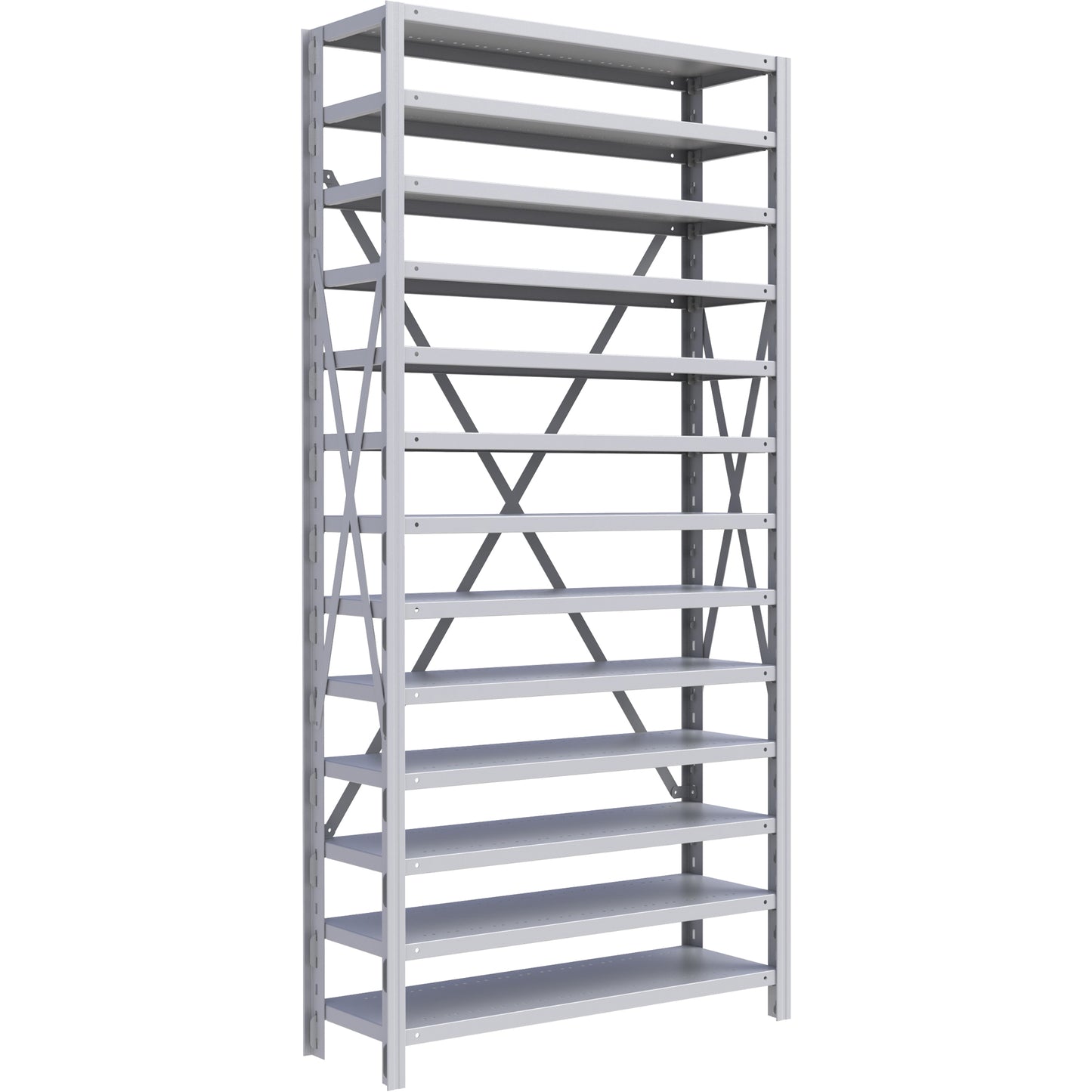 Interlok Parts Storage Shelving Unit, Steel, Boltless, 800 lbs. Capacity, 36" W x 76" H x 12" D