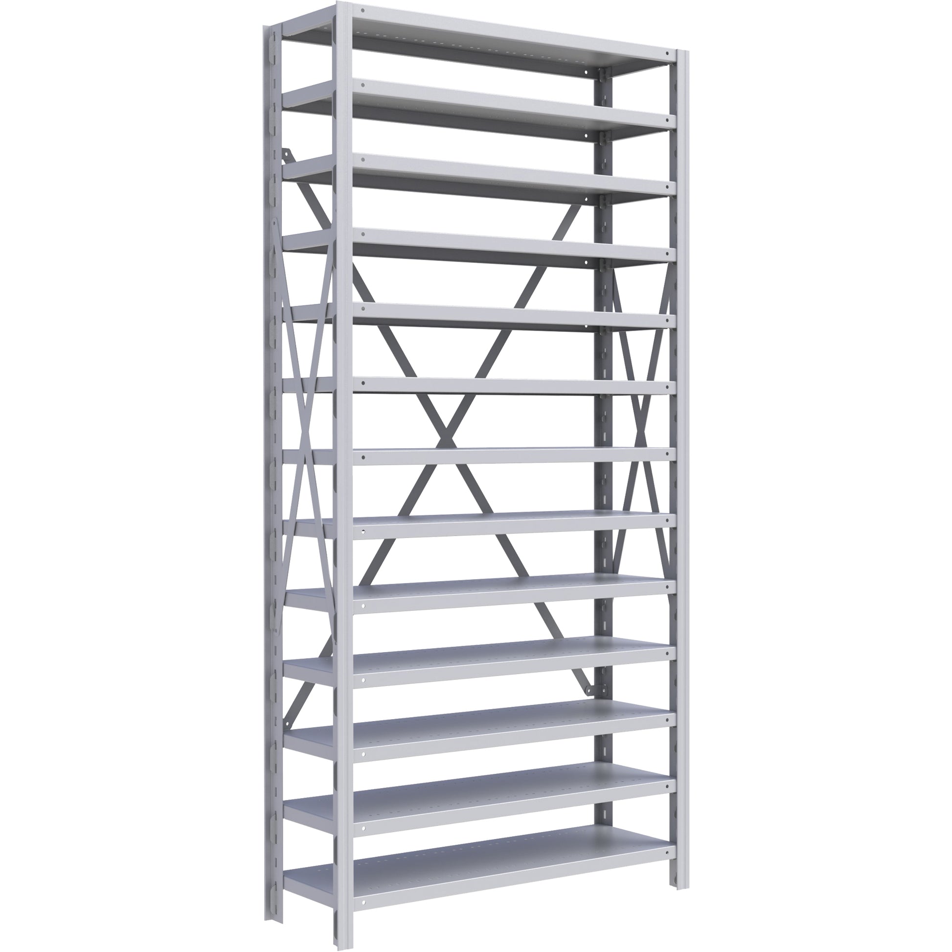 Interlok Parts Storage Shelving Unit, Steel, Boltless, 800 lbs. Capacity, 36" W x 76" H x 12" D