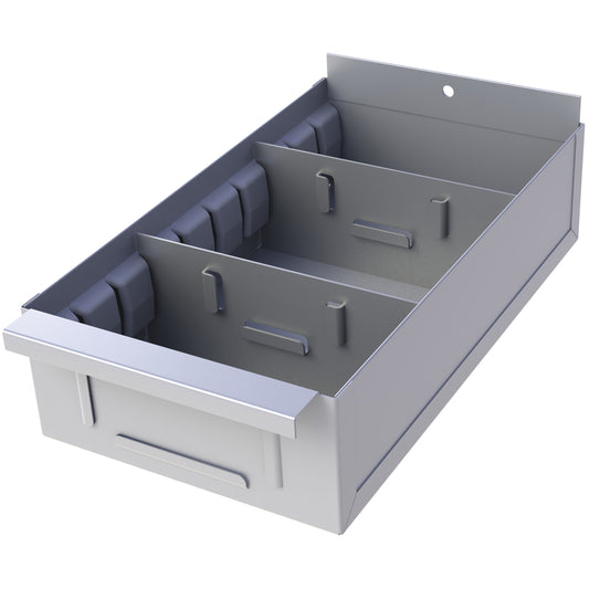 Interlok Boltless Shelving Shelf Box, Steel, 5-5/8" W x 15" D x 4-3/4" H, Light Grey