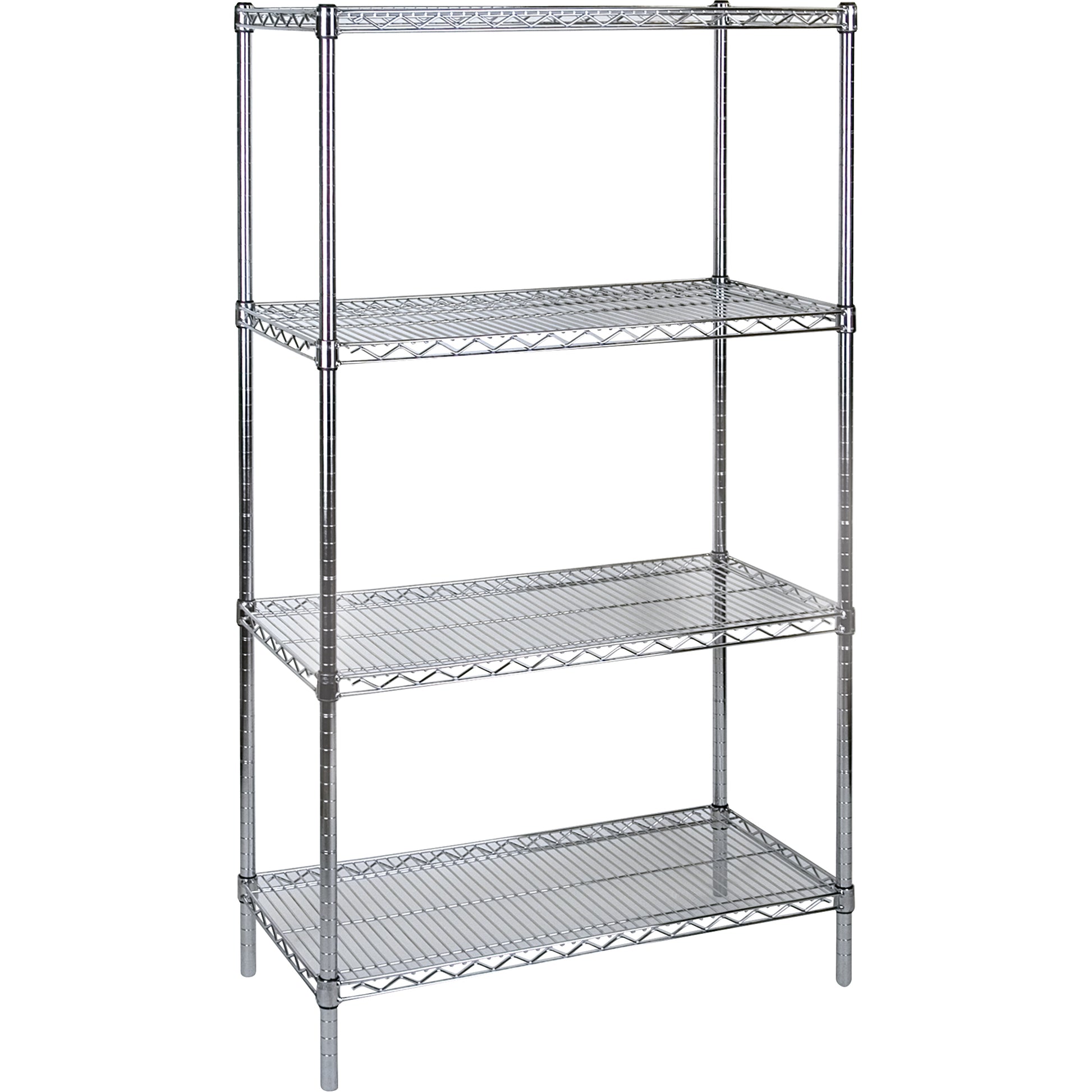 Standard-Duty Chromate Wire Shelving, 4 Tiers, 36" W x 63" H x 18" D
