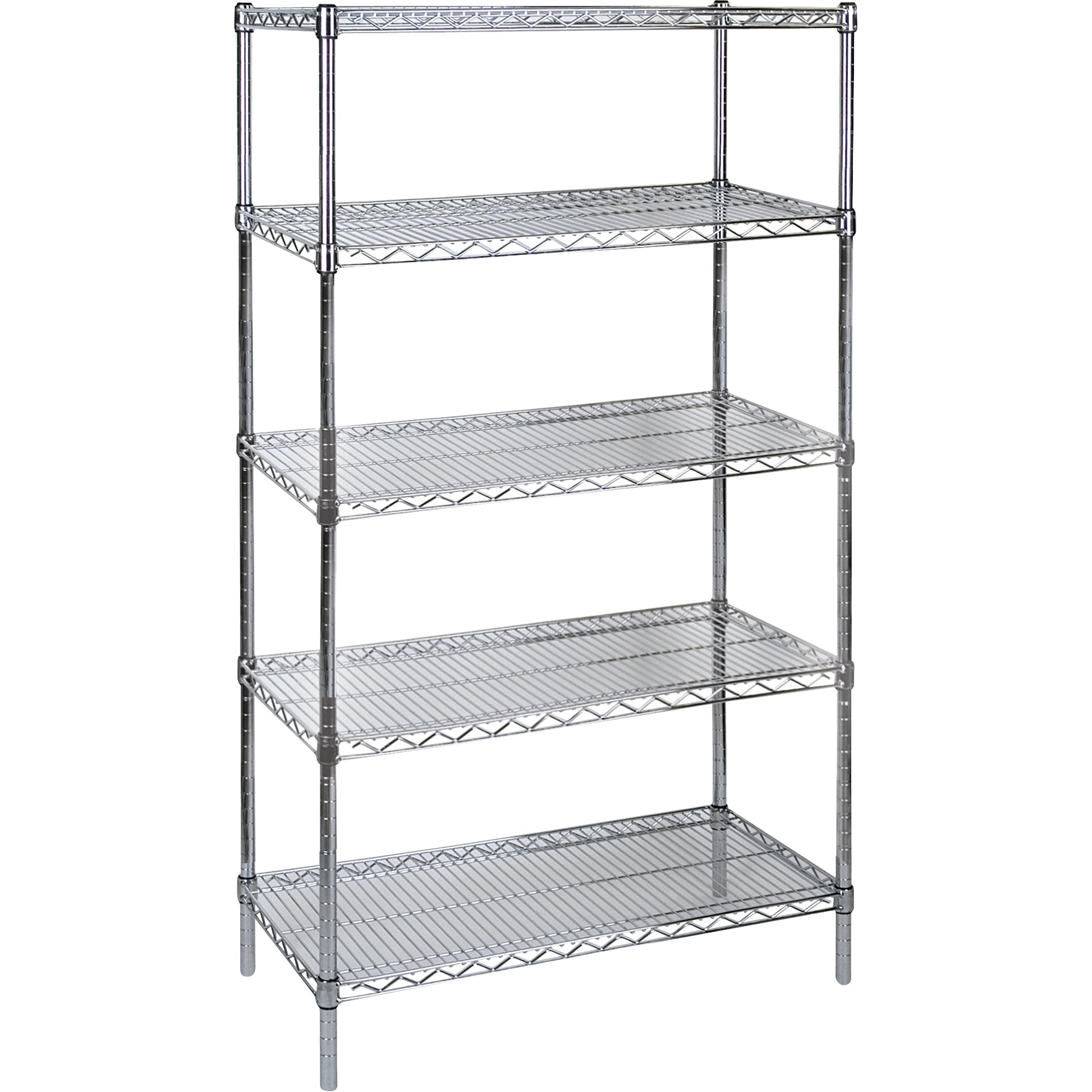 Standard-Duty Chromate Wire Shelving, 5 Tiers, 48" W x 74" H x 18" D