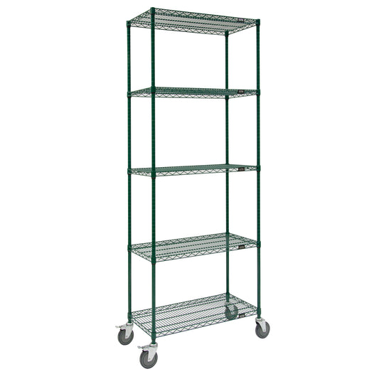 Wire Shelf Cart, Epoxy Finish, 36" x 92" x 24", 800 lbs. Capacity