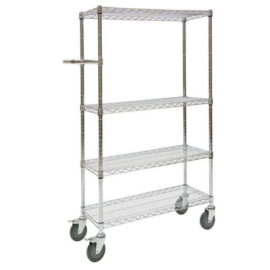 Push Cart, Chrome Plated, 30" x 60" x 14", 800 lbs. Capacity