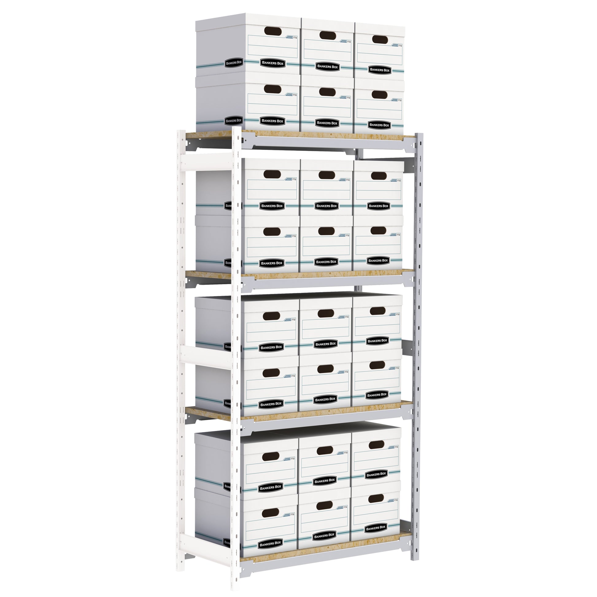 Wide Span Record Storage Shelving, Steel, 4 Shelves, 42" W x 18" D x 84" H, Add-On Kit