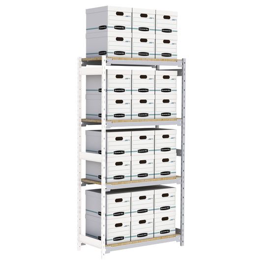 Wide Span Record Storage Shelving, Steel, 4 Shelves, 42" W x 18" D x 84" H, Add-On Kit