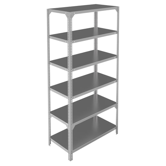 Shelving Unit, Galvanized Steel, Slotted Angle, 300 lbs. Capacity, 48" W x 72" H x 15" D