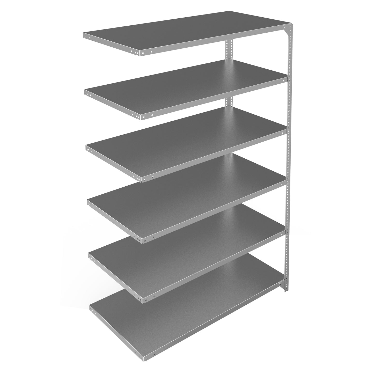 Shelving Unit, Galvanized Steel, Slotted Angle, 275 lbs. Capacity, 48" W x 72" H x 24" D