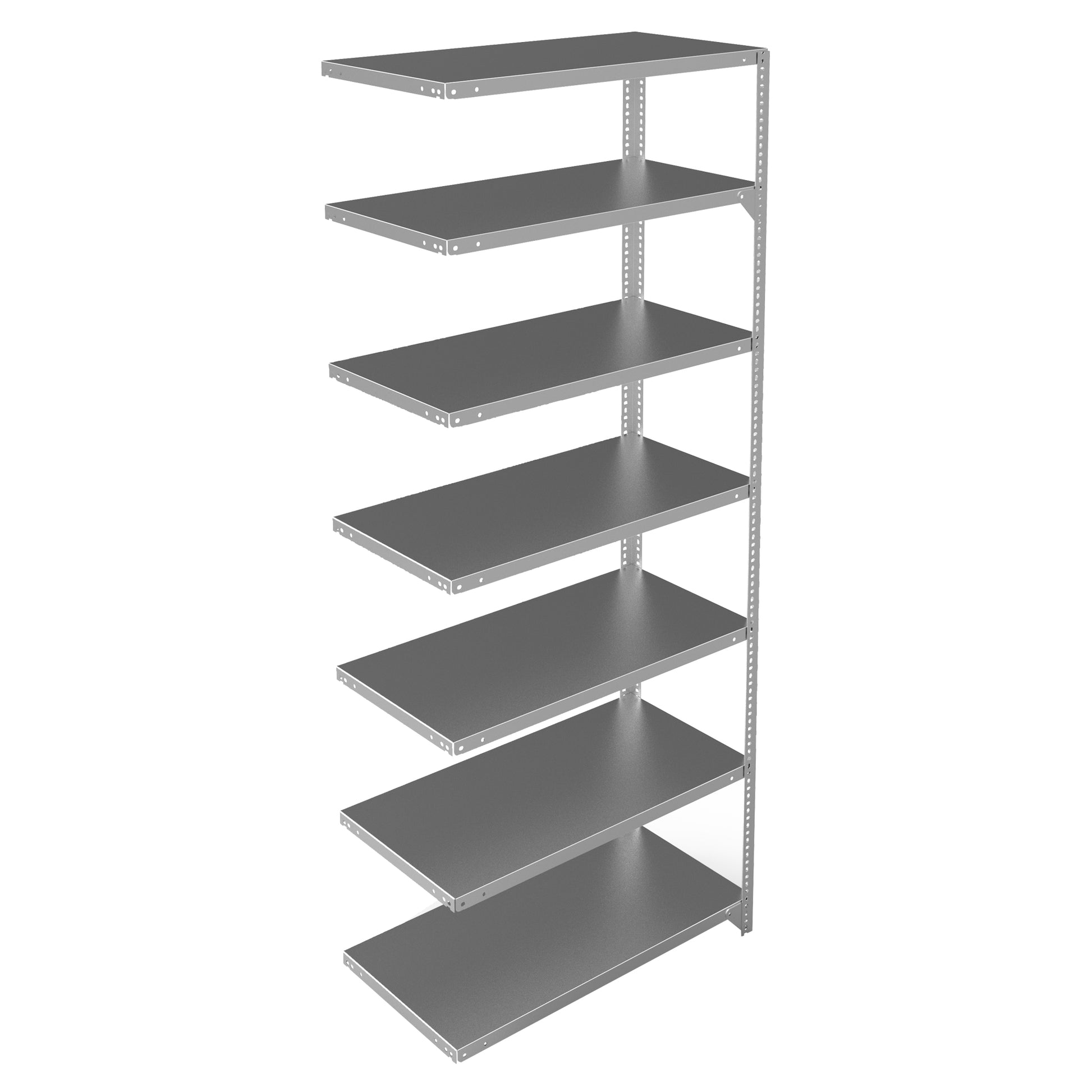 Shelving Unit, Galvanized Steel, Slotted Angle, 400 lbs. Capacity, 36" W x 84" H x 18" D