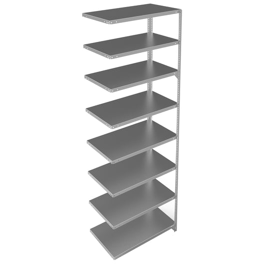 Shelving Unit, Galvanized Steel, Slotted Angle, 400 lbs. Capacity, 36" W x 96" H x 18" D