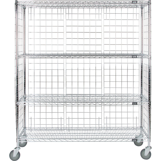 Enclosed Wire Shelf Cart, Chrome Plated, 60" x 69" x 18", 800 lbs. Capacity