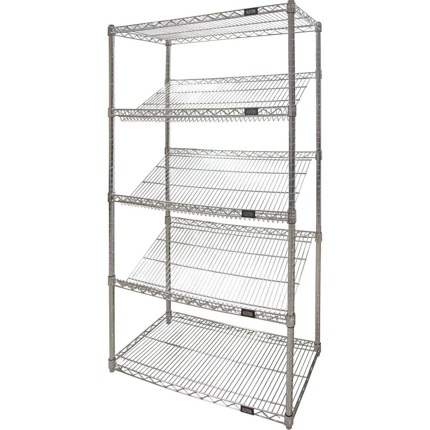 Slanted Wire Shelving Unit, 5 Tiers, 36" W x 63" H x 18" D