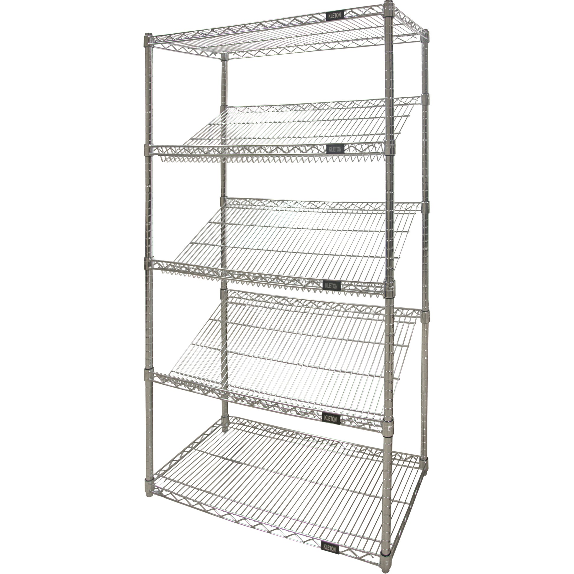 Slanted Wire Shelving Unit, 5 Tiers, 36" W x 63" H x 18" D
