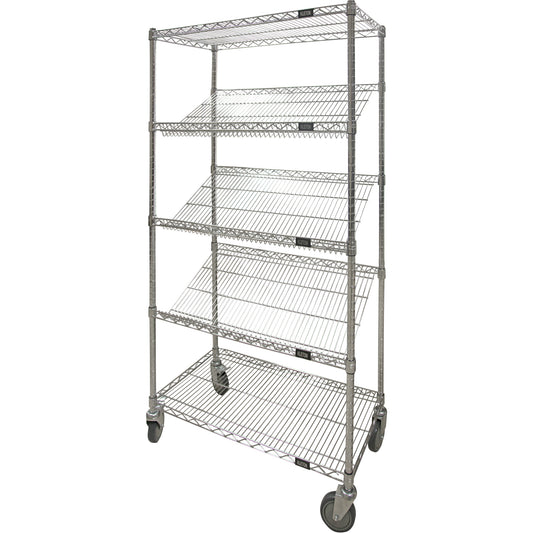 Slanted Shelf Cart, 5 Tiers, 18" W x 69" H x 48" D