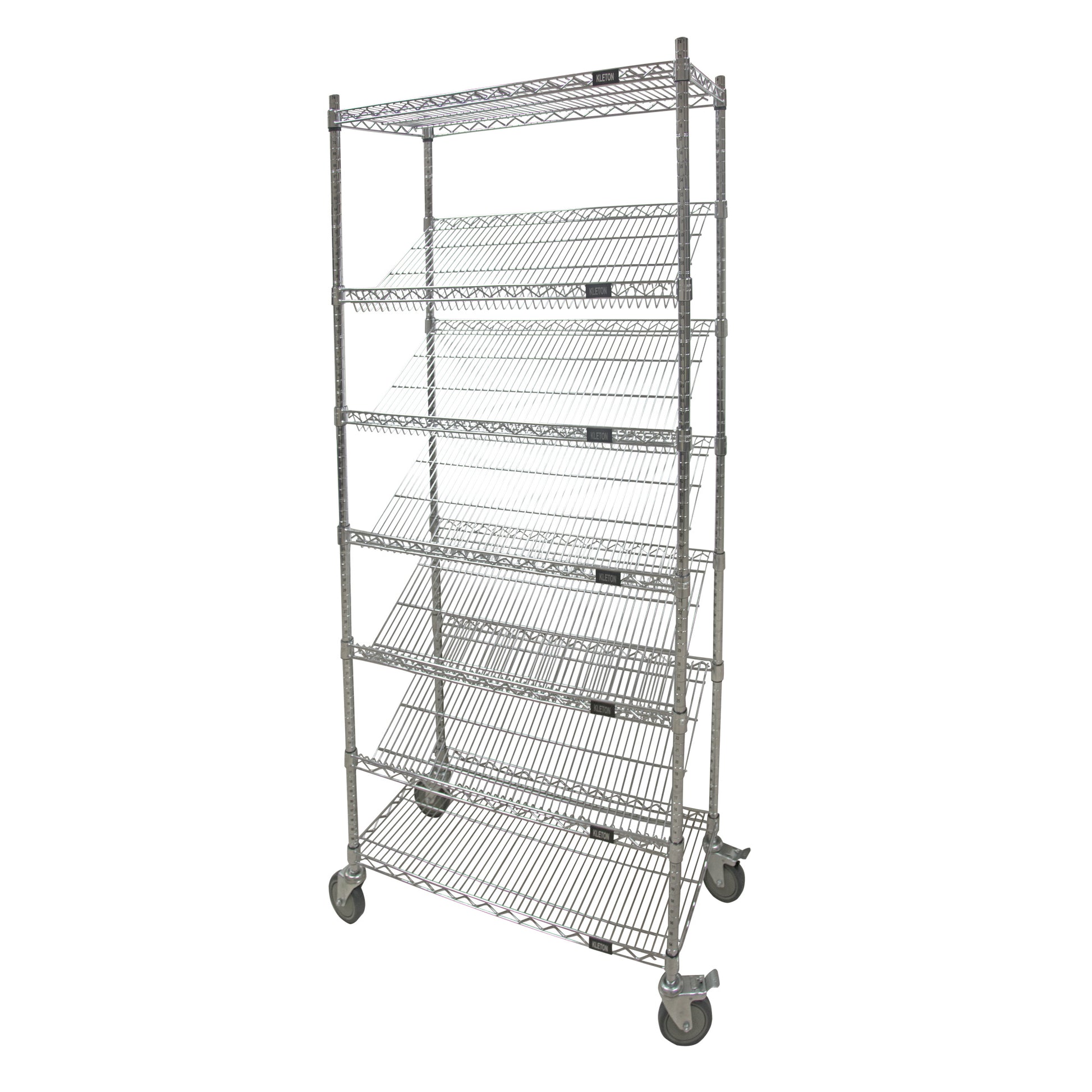 Slanted Shelf Cart, 7 Tiers, 18" W x 80" H x 48" D