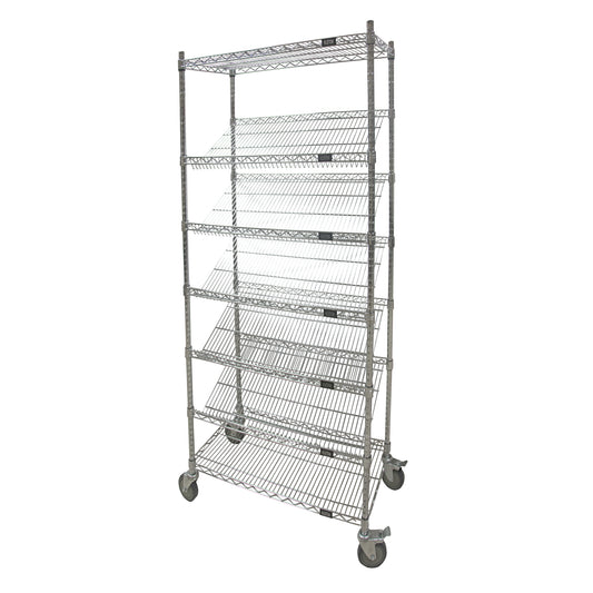 Slanted Shelf Cart, 7 Tiers, 18" W x 80" H x 48" D