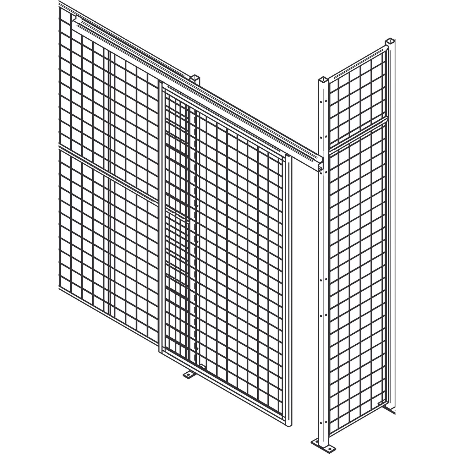 Heavy-Duty Wire Mesh Partition Sliding Door, 8' W x 8' H