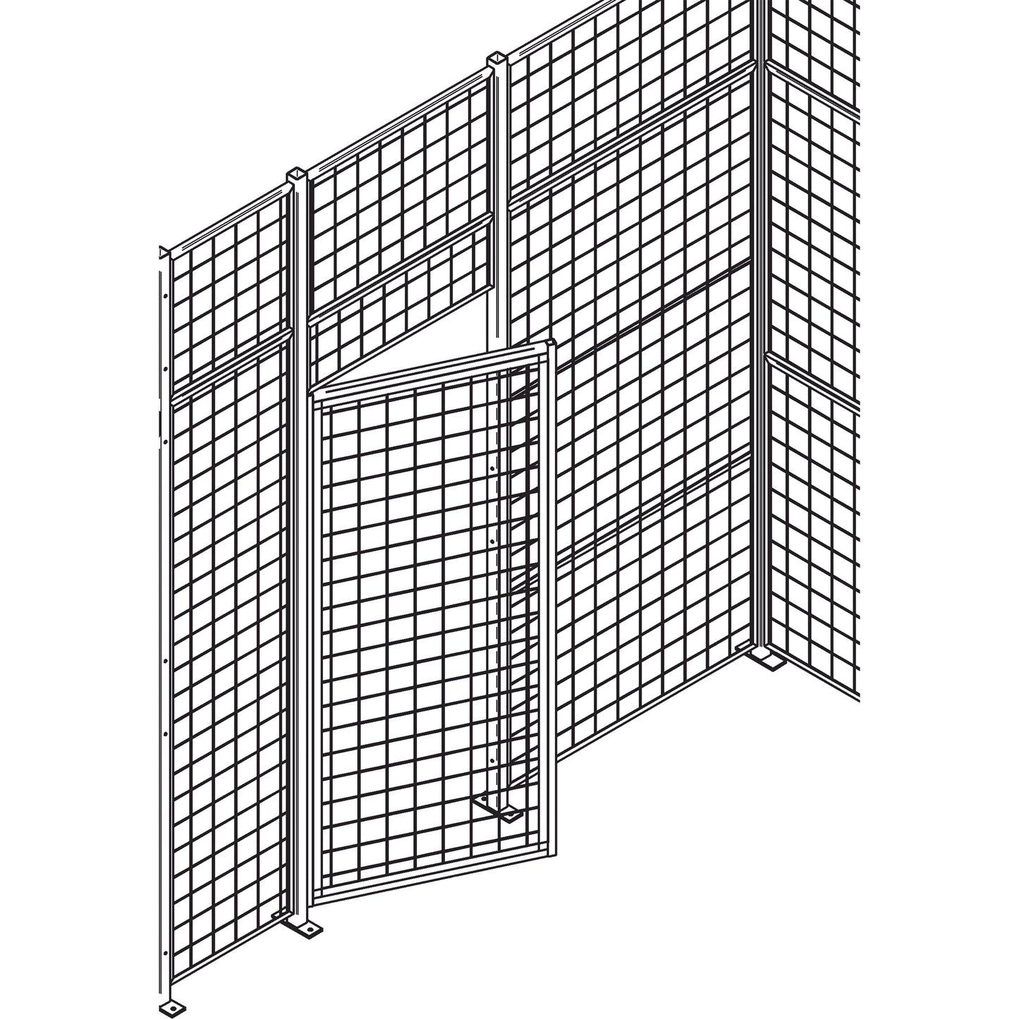 Standard-Duty Wire Mesh Partition Swing Door, 4' W x 7' H