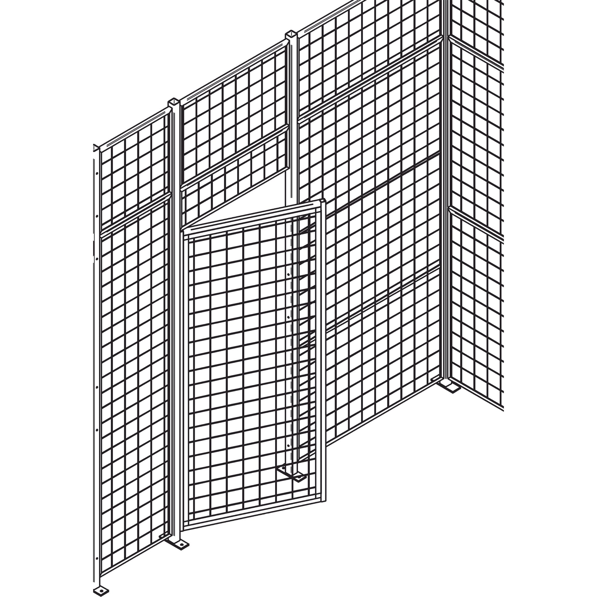 Standard-Duty Wire Mesh Partition Swing Door, 4' W x 7' H