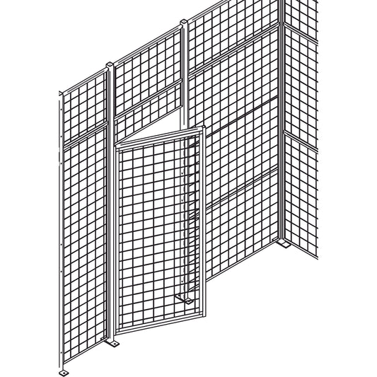 Heavy-Duty Wire Mesh Partition Swing Door, 4' W x 7' H