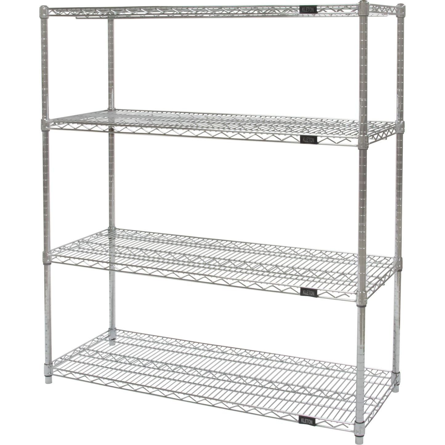 Heavy-Duty Chromate Wire Shelving, 4 Tiers, 72" W x 54" H x 24" D