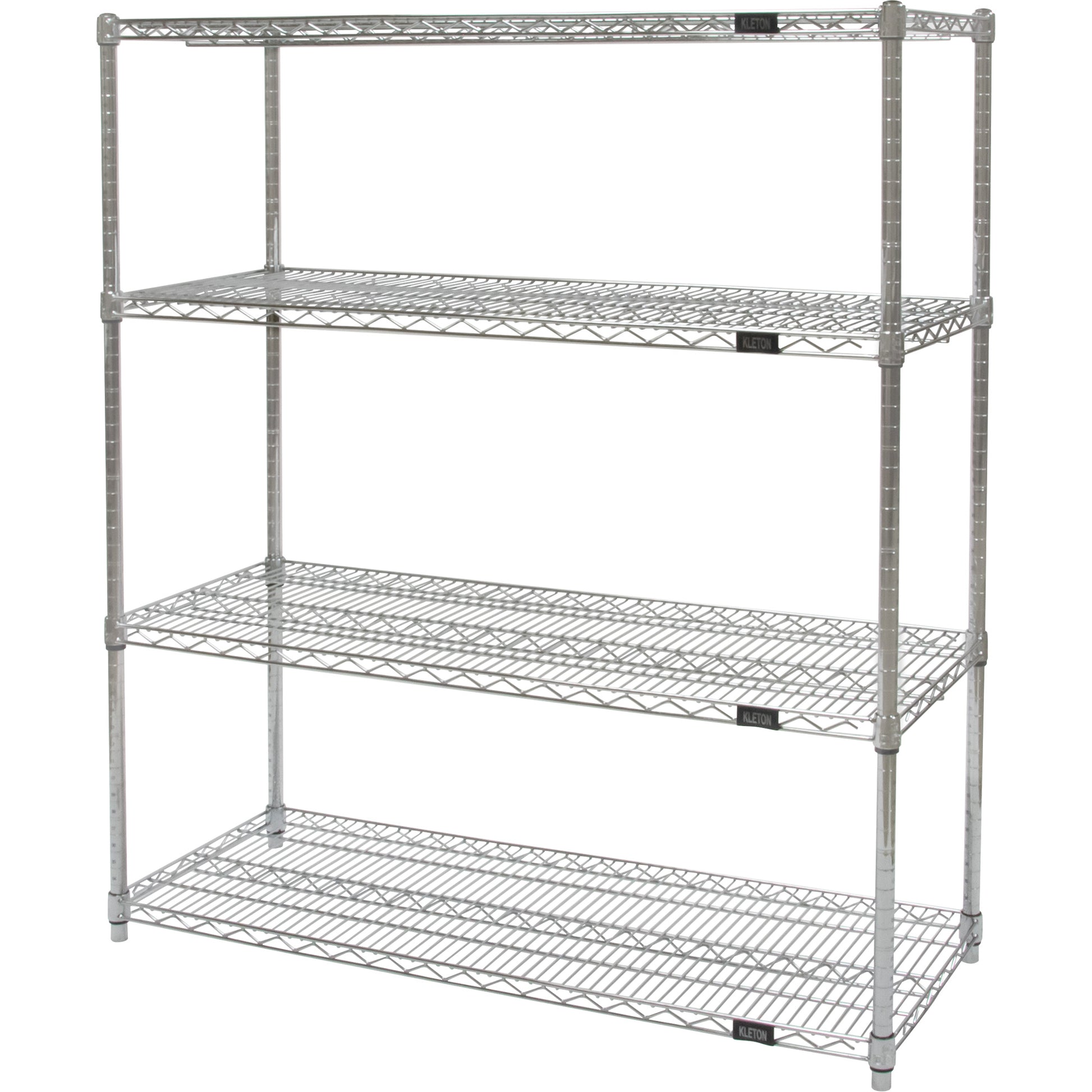 Heavy-Duty Chromate Wire Shelving, 4 Tiers, 72" W x 54" H x 24" D