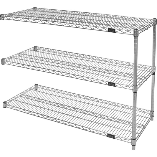 Heavy-Duty Chromate Wire Shelving, Add-On Kit, 3 Tiers, 60" W x 33" H x 24" D