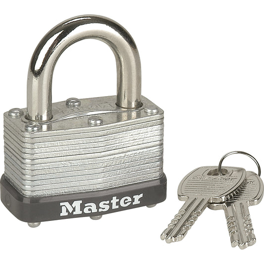 Master Lock Economy Warded Padlock, Keyed Different, Laminated Steel, 1-3/4" Width