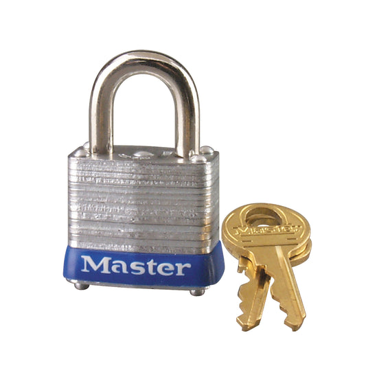 Master Lock Commercial Padlock, Keyed Different, Laminated Steel, 1-1/8" Width