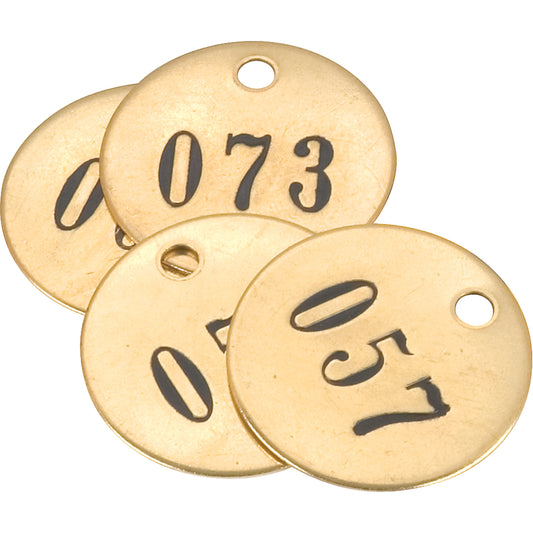 C.H. Hanson Numbered Tags, # 126-150, Brass, 1.5" dia