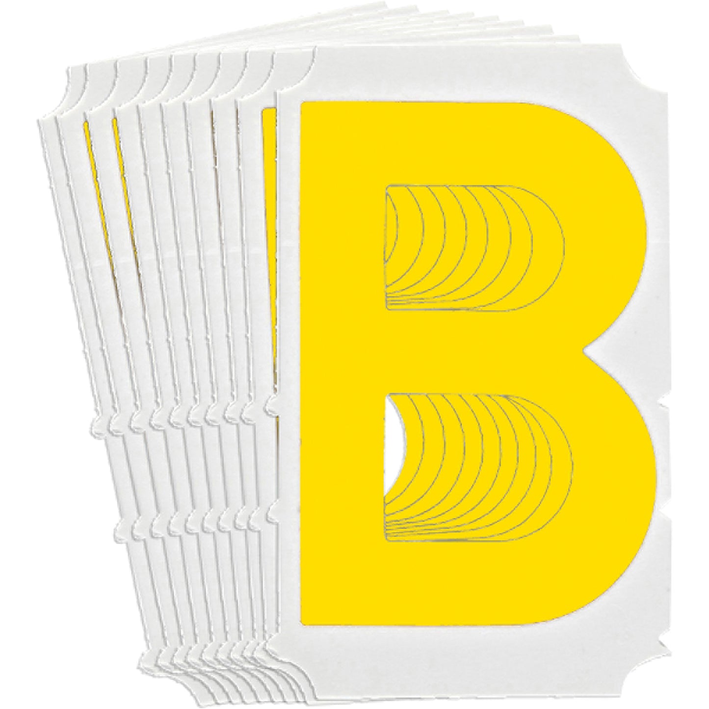 Brady Quick-Align® Individual Gothic Number and Letter Labels, B, 4" H, Yellow