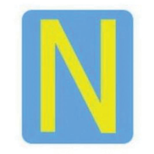 Brady Quick-Align® Individual Gothic Number & Letter Labels, N, 4" H, Yellow