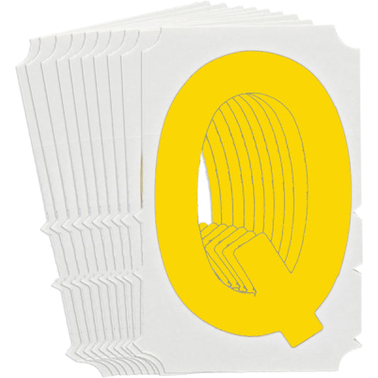 Brady Quick-Align® Individual Gothic Number & Letter Labels, Q, 4" H, Yellow