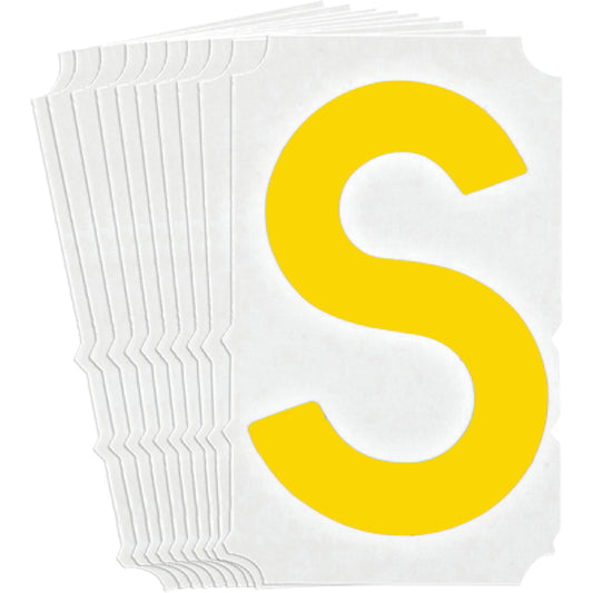 Brady Quick-Align® Individual Gothic Number & Letter Labels, S, 4" H, Yellow