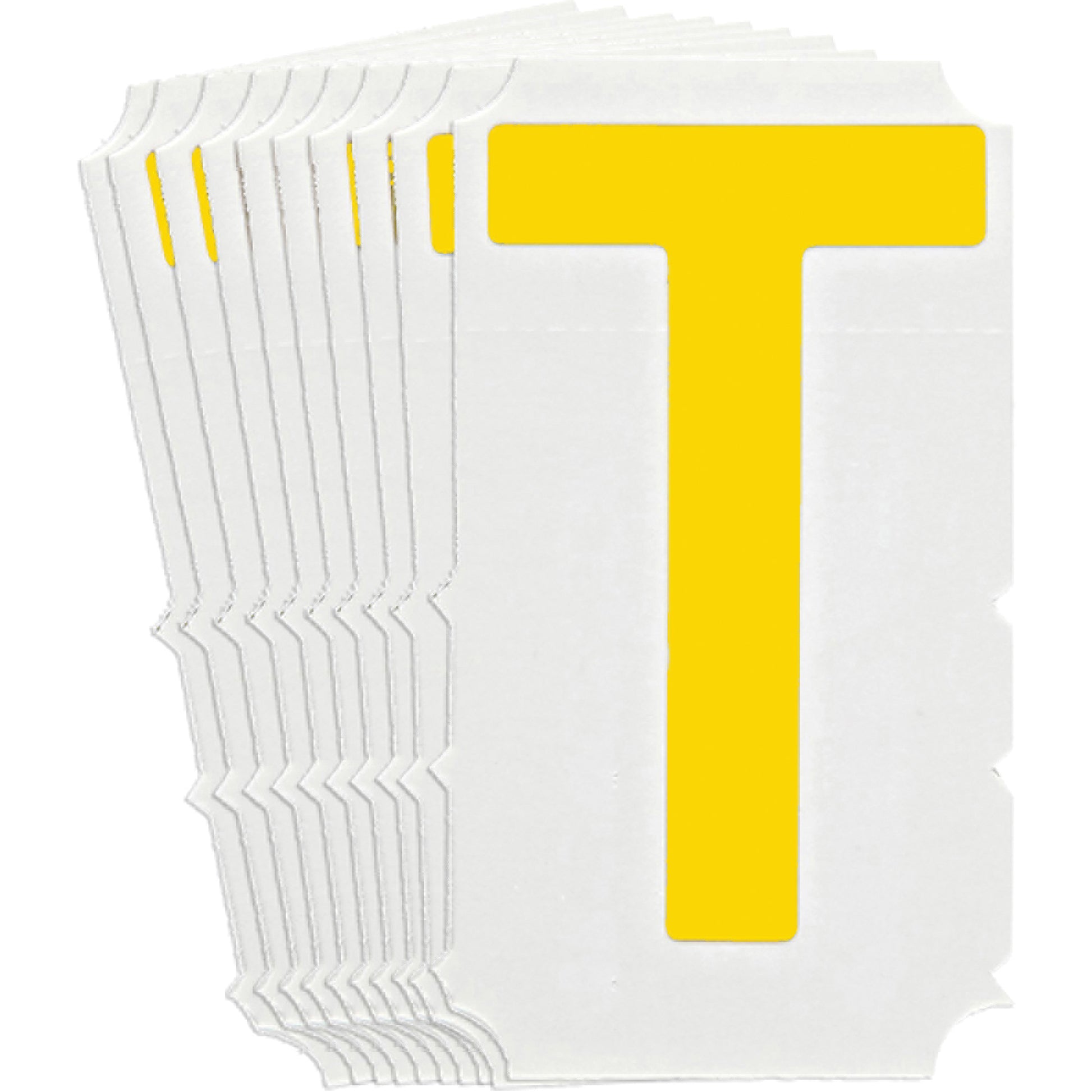 Brady Quick-Align® Individual Gothic Number & Letter Labels, T, 4" H, Yellow