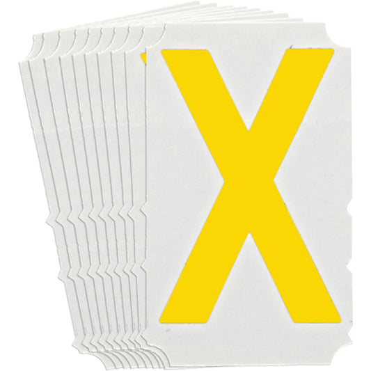 Brady Quick-Align® Individual Gothic Number & Letter Labels, X, 4" H, Yellow