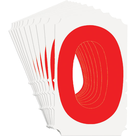 Brady Quick-Align® Individual Gothic Number and Letter Labels, 0, 4" H, Red