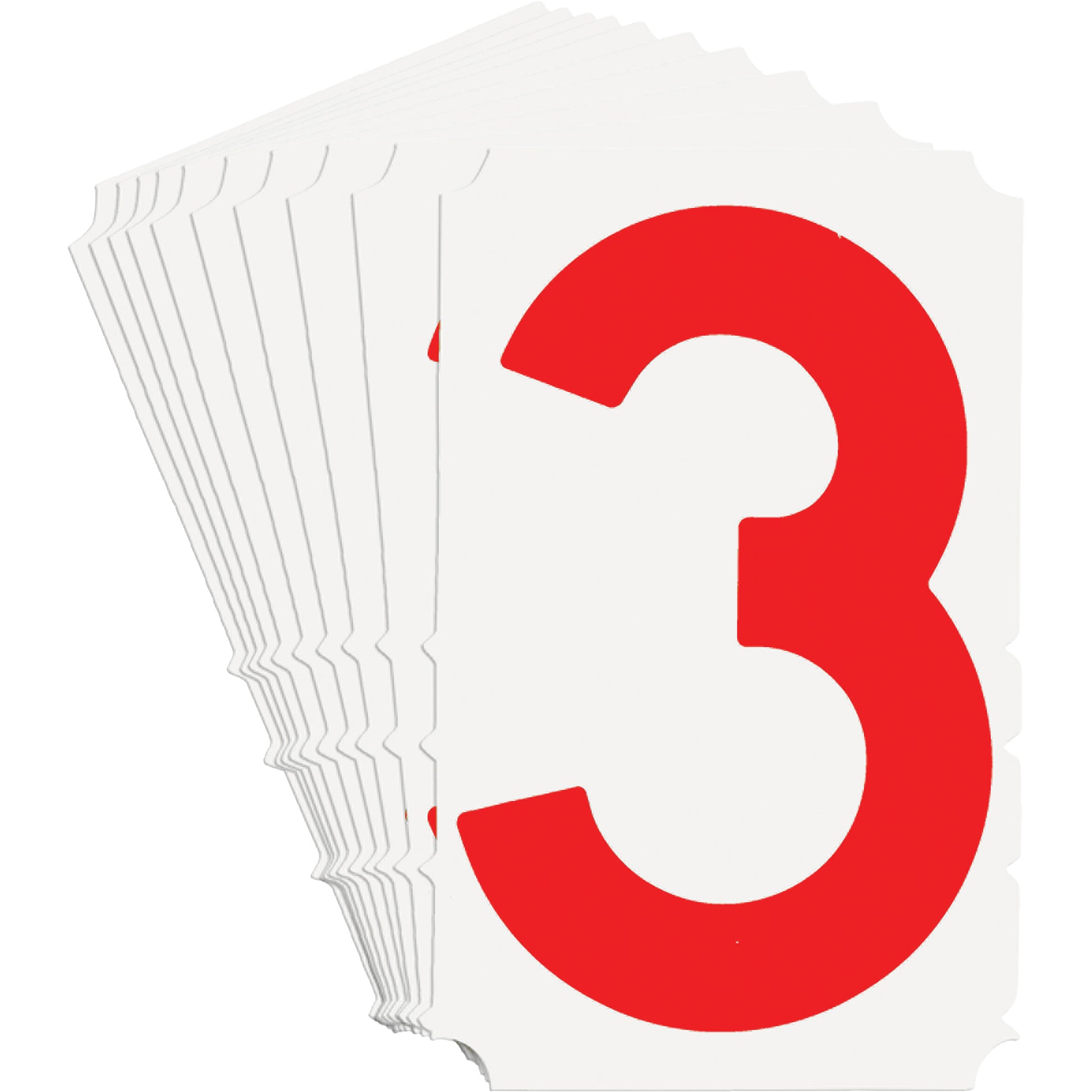 Brady Quick-Align® Individual Gothic Number and Letter Labels, 3, 4" H, Red